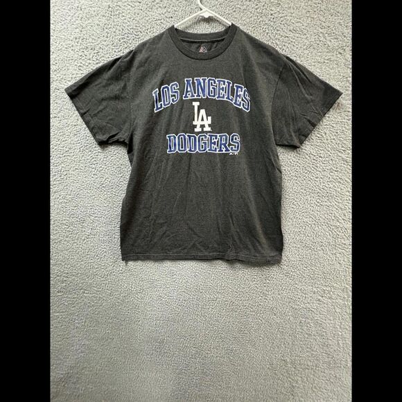 Los Angeles Dodgers T Shirt Mens Large Gray Short Sleeve Crew Neck Majestic - Picture 1 of 8